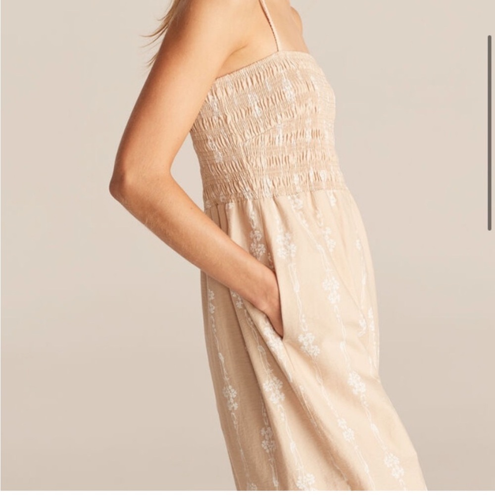 Rebecca Taylor Beige Floral Strapless Jumpsuit